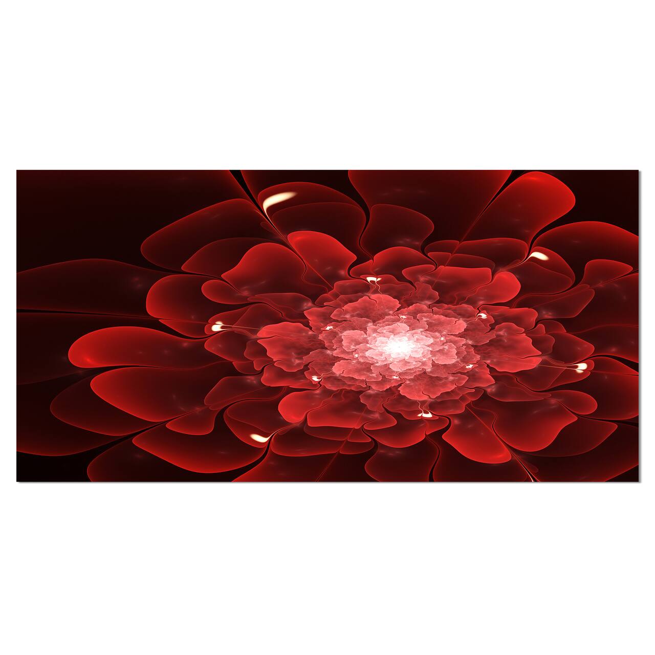 Designart - Fractal Flower Clear Red Digital Art - Floral Canvas Art Print